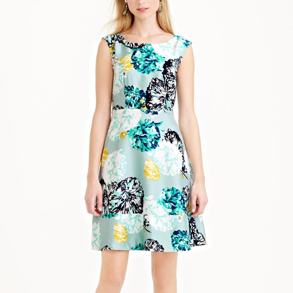 J. Crew ~ Aquatic Floral silk dress